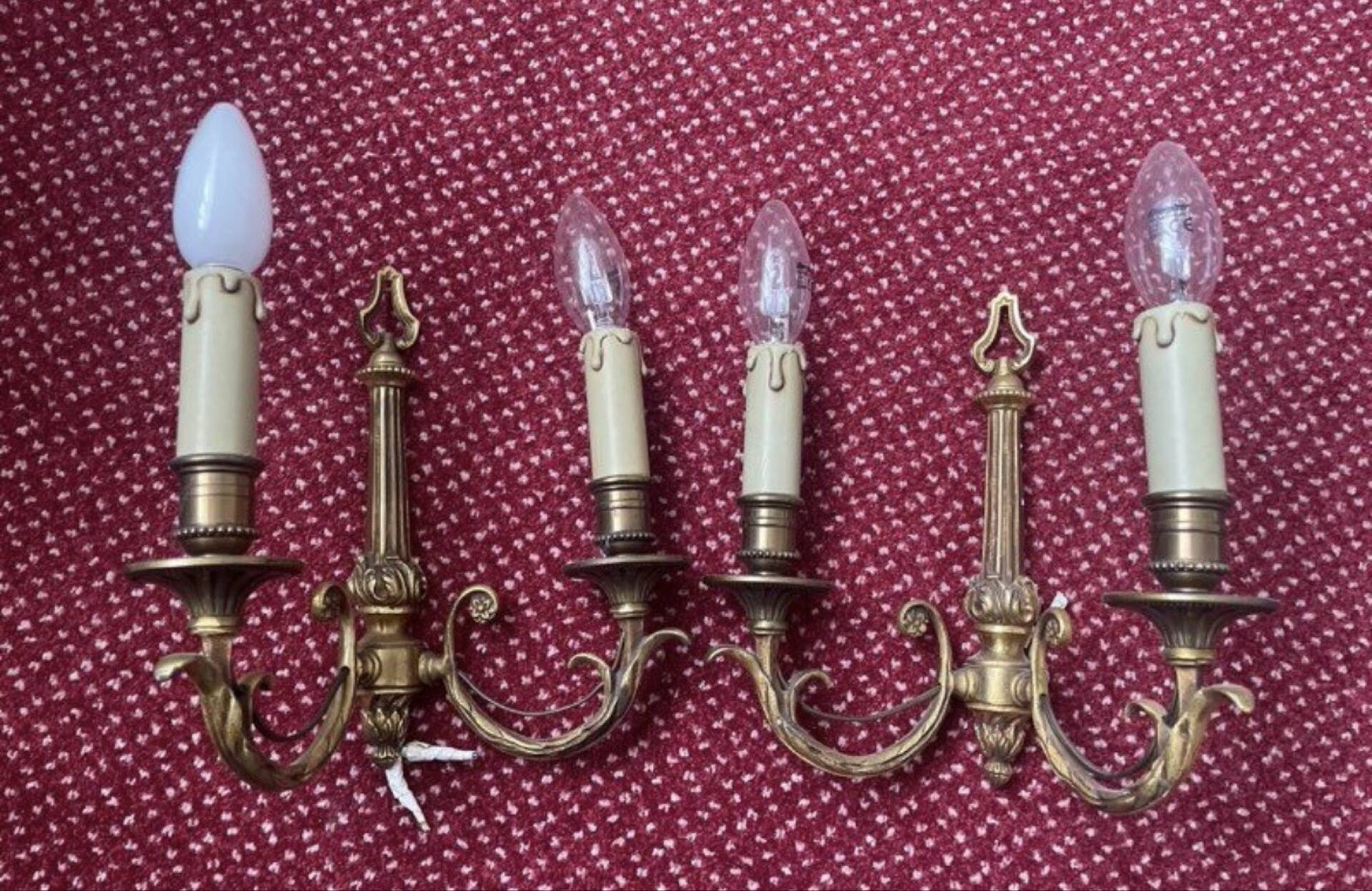 two brass wall sconces