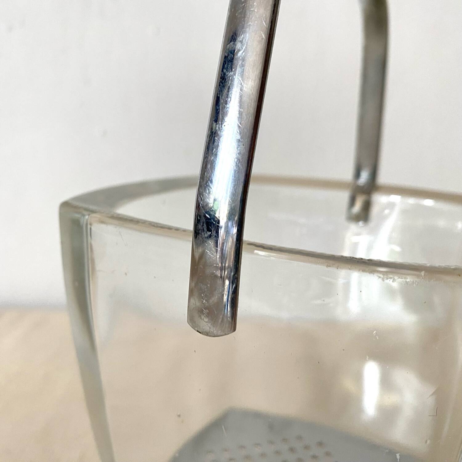 Strömbergshyttan vintage glass and stainless steel ice bucket