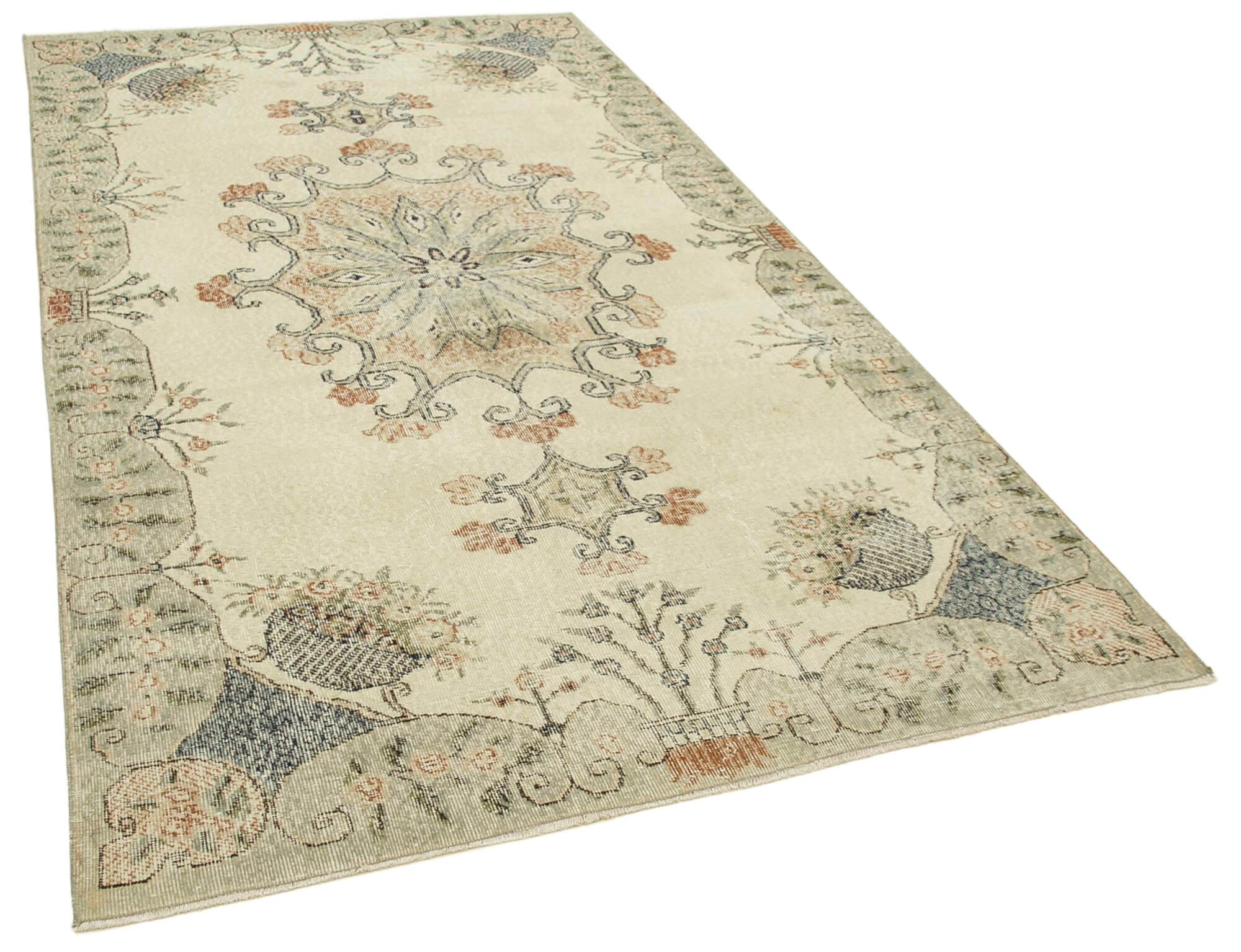 Hand-knotted turkish beige carpet 153 cm x 265 cm