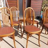 6 chaises Baumann en bois et simili cuir