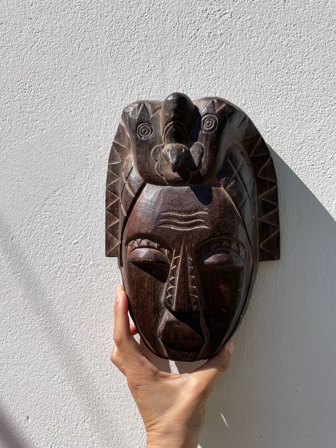 Minimalist wooden bird mask