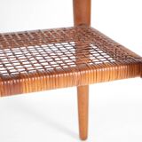 Table basse en bois et rotin