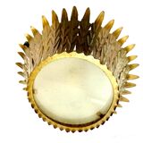 Golden sun ceiling chandelier, metal, glass, 1960