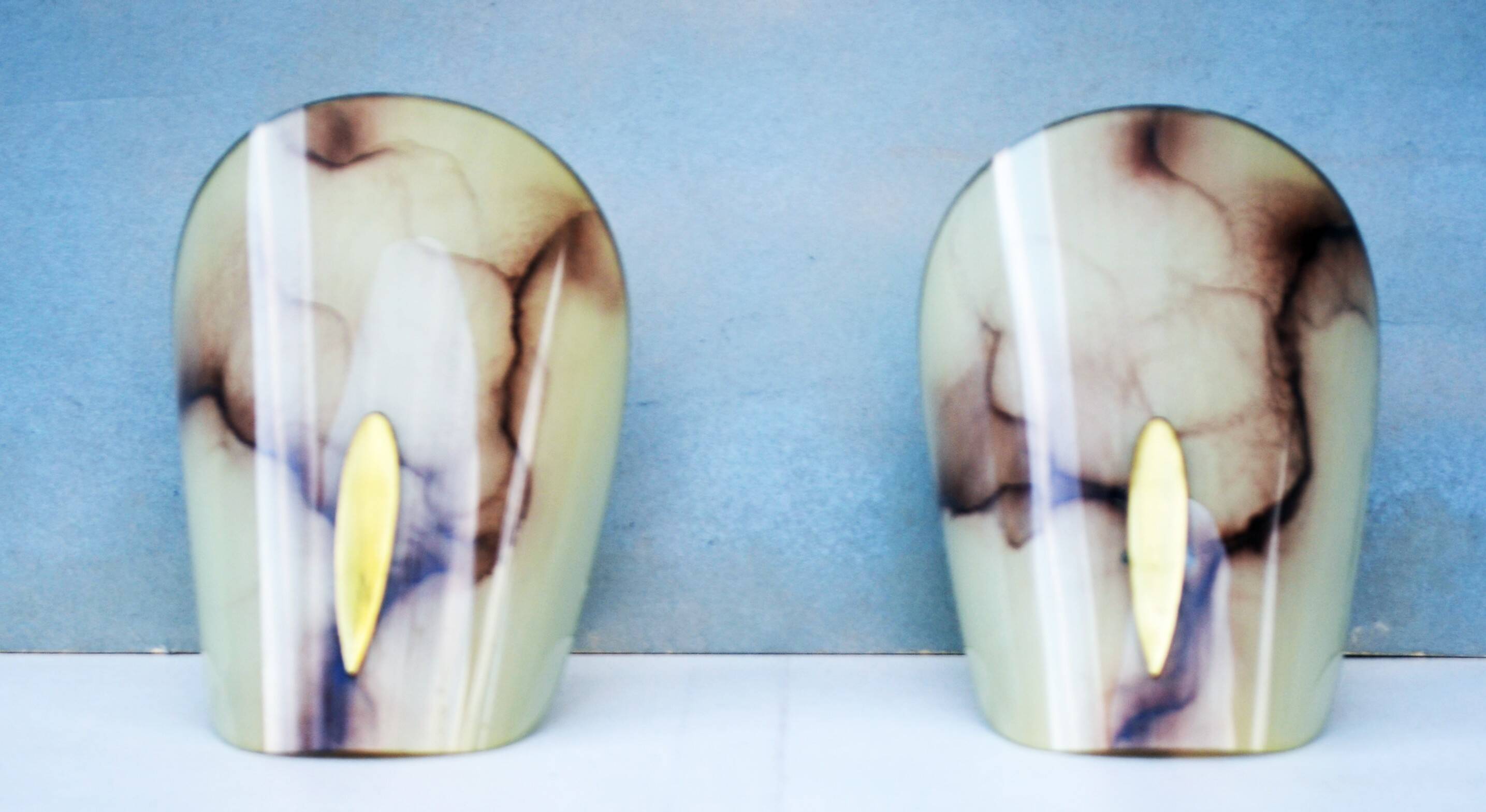 Mid Century Wall Sconces Shades Alabaster Glass Shades