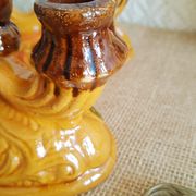 Paire de bougeoirs double barbotine - vintage