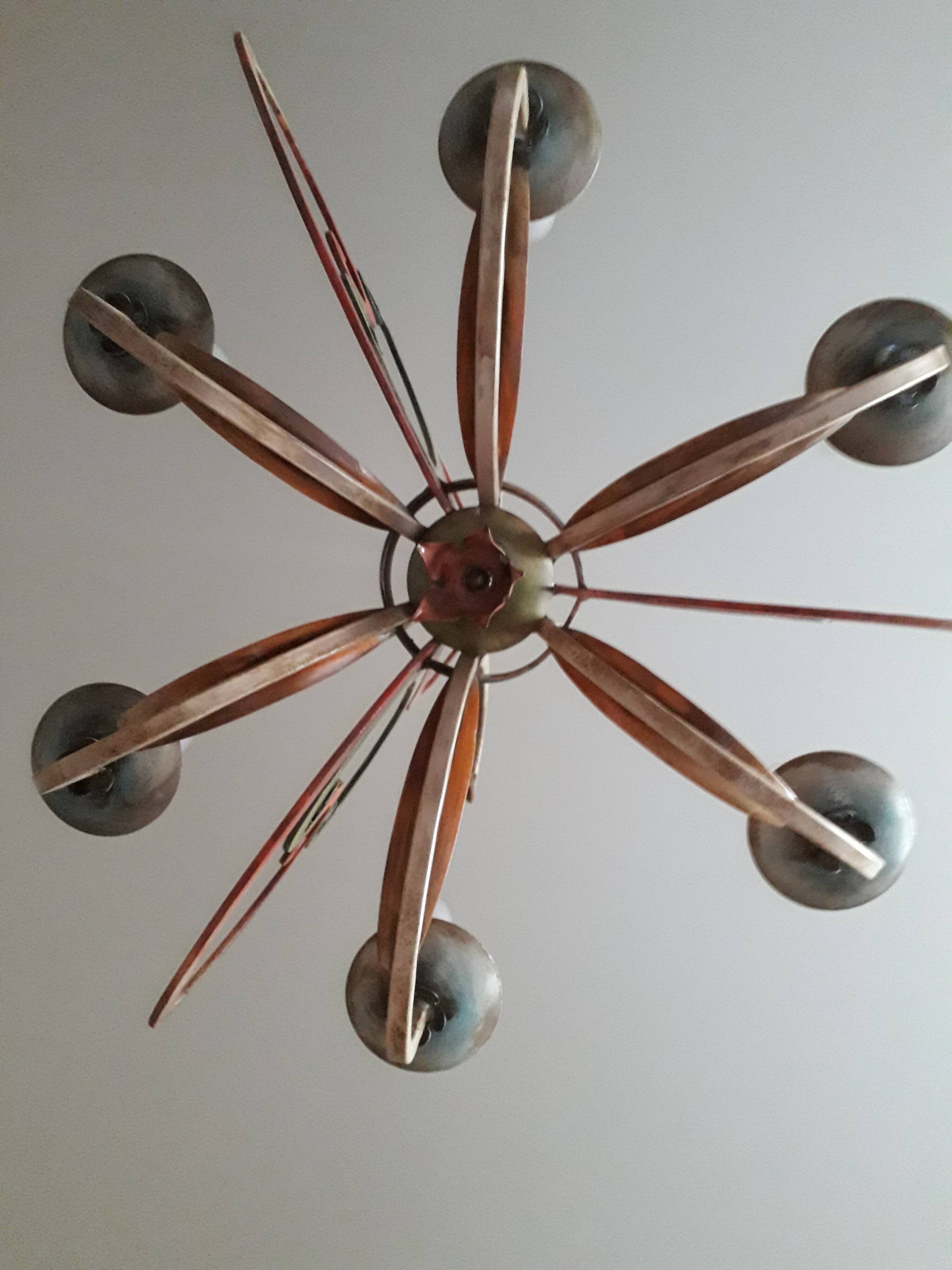 Florentine pendant lamp in hand-painted polychrome metal