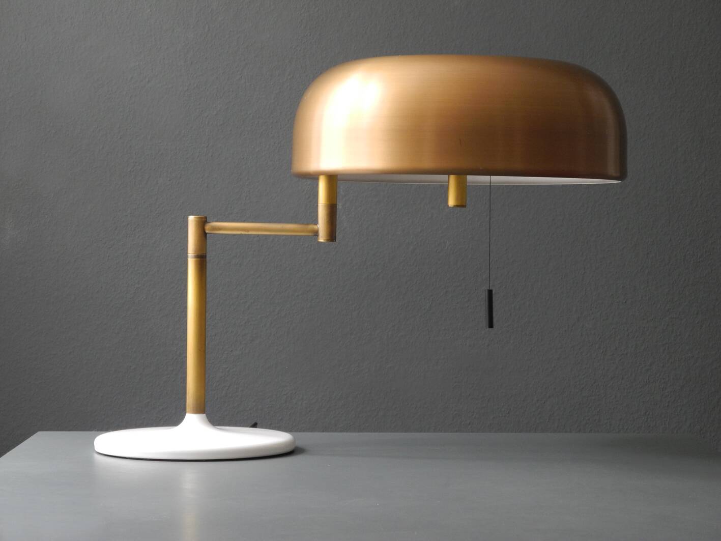 1960's heavy XXL Staff table lamp with swivel joint and brass shade