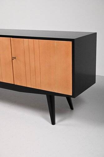 Buffet noir et marron des années 1950, style mid-century