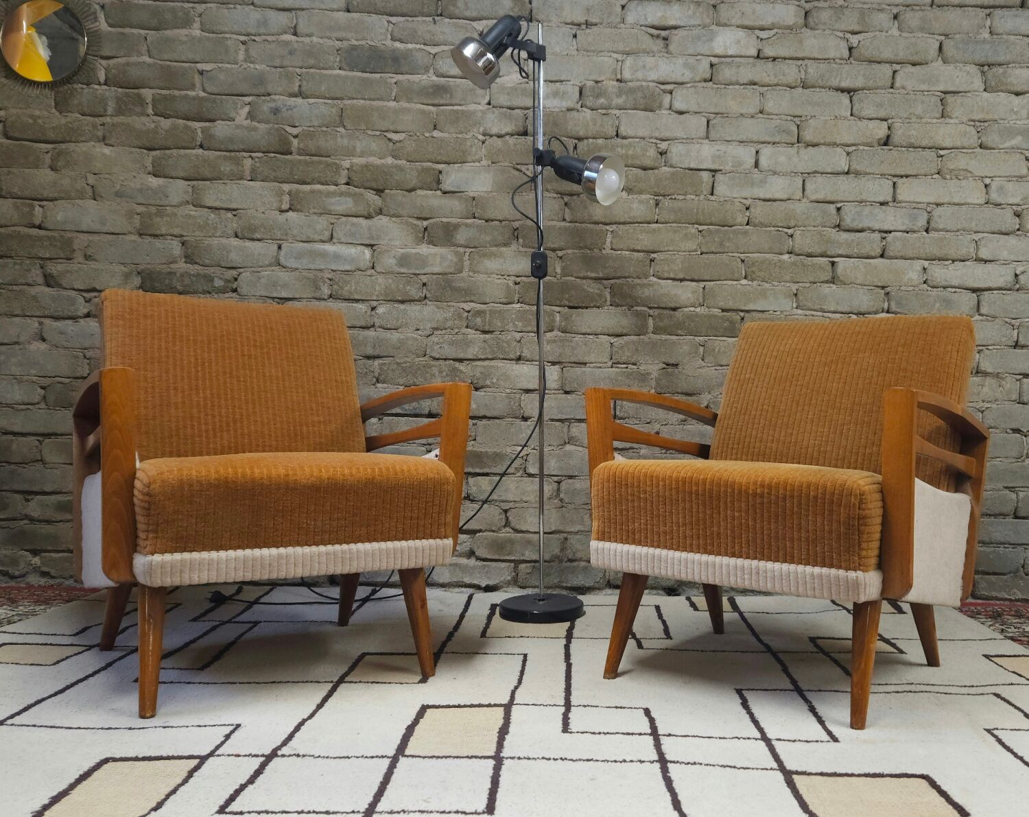 Pair of corduroy armchairs from the 1950s