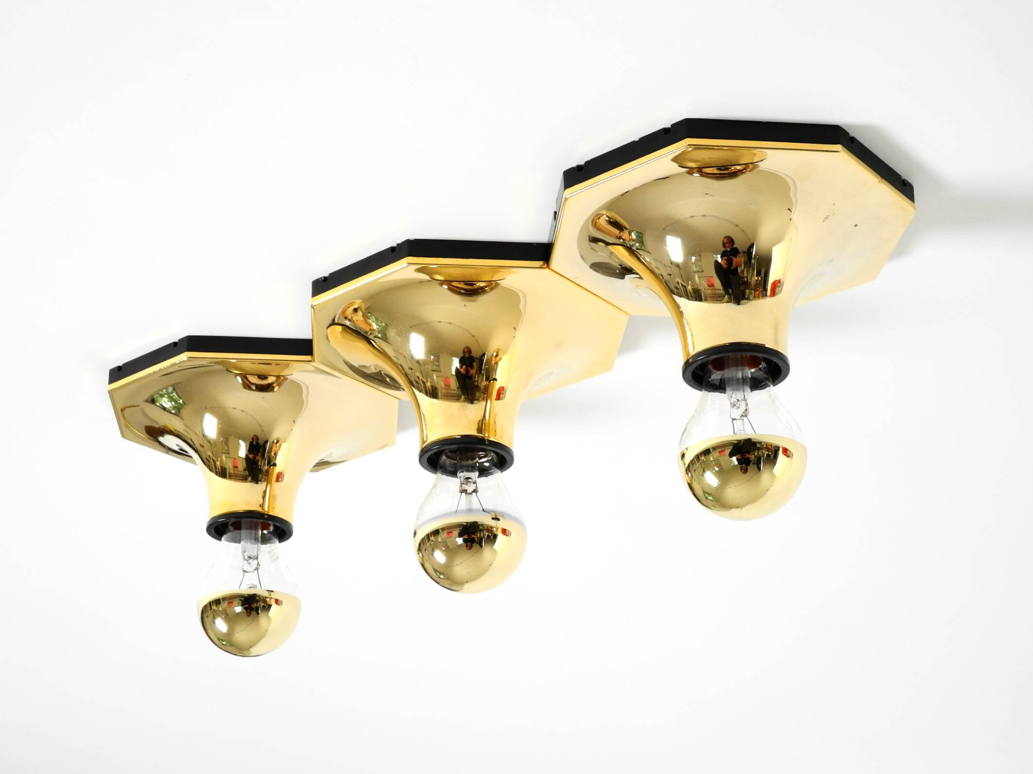 Set of three 1970s wall or ceiling lamps by Motoko Ishii for Staff Leuchten