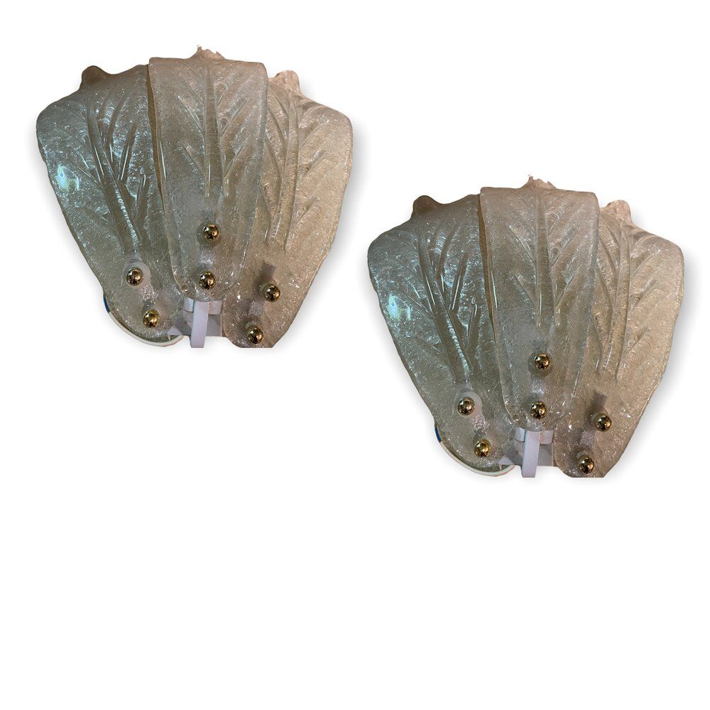 Murano glass leaf sconces, set of 2