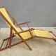 Chilean duo vintage wooden deckchairs with footrest