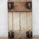 Vintage trolley coffee table, industrial wooden table on wheels, decor.