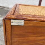 Pair of vintage maugrion rattan nightstands with drawers