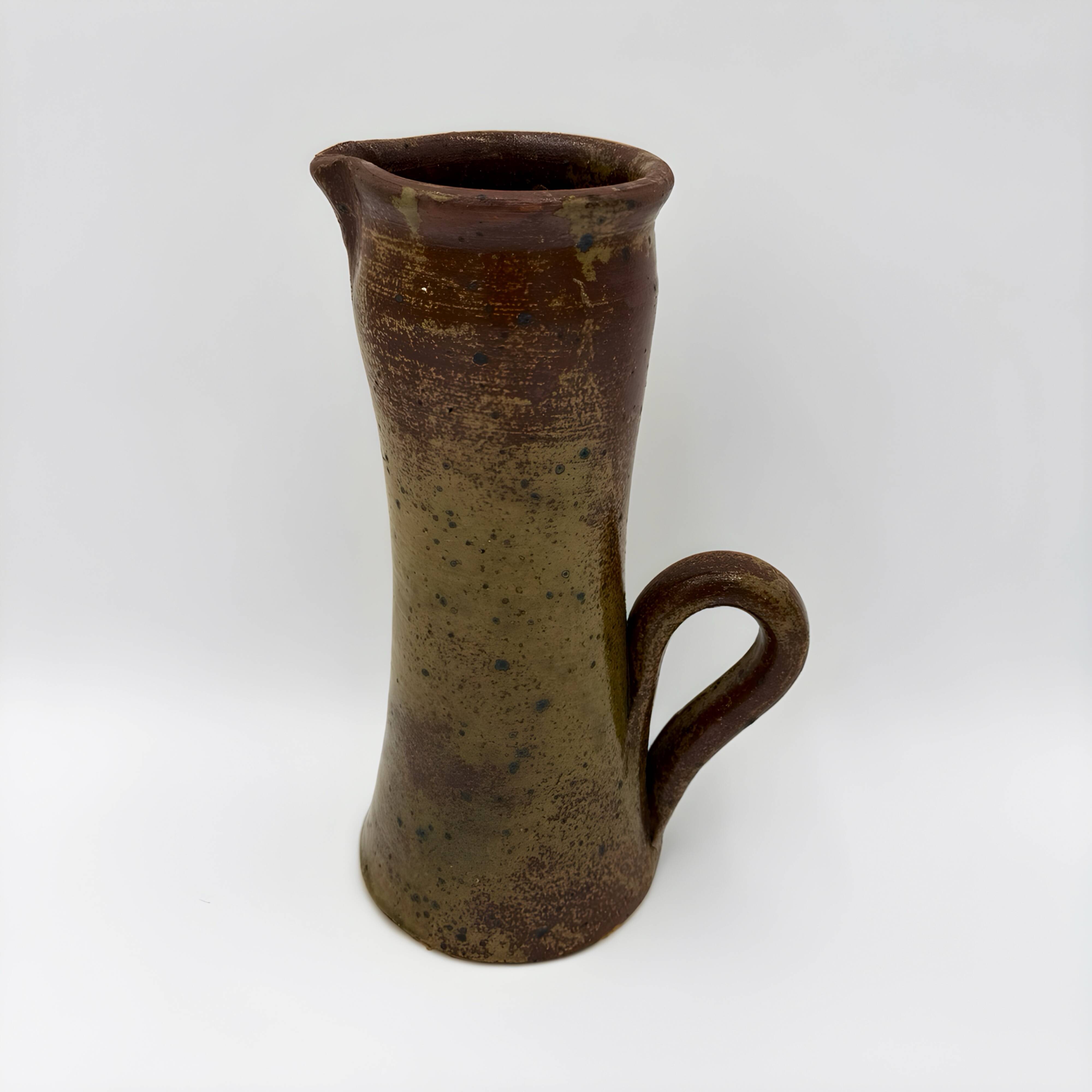 Tall stoneware pitcher vase, pyrite, 1960s