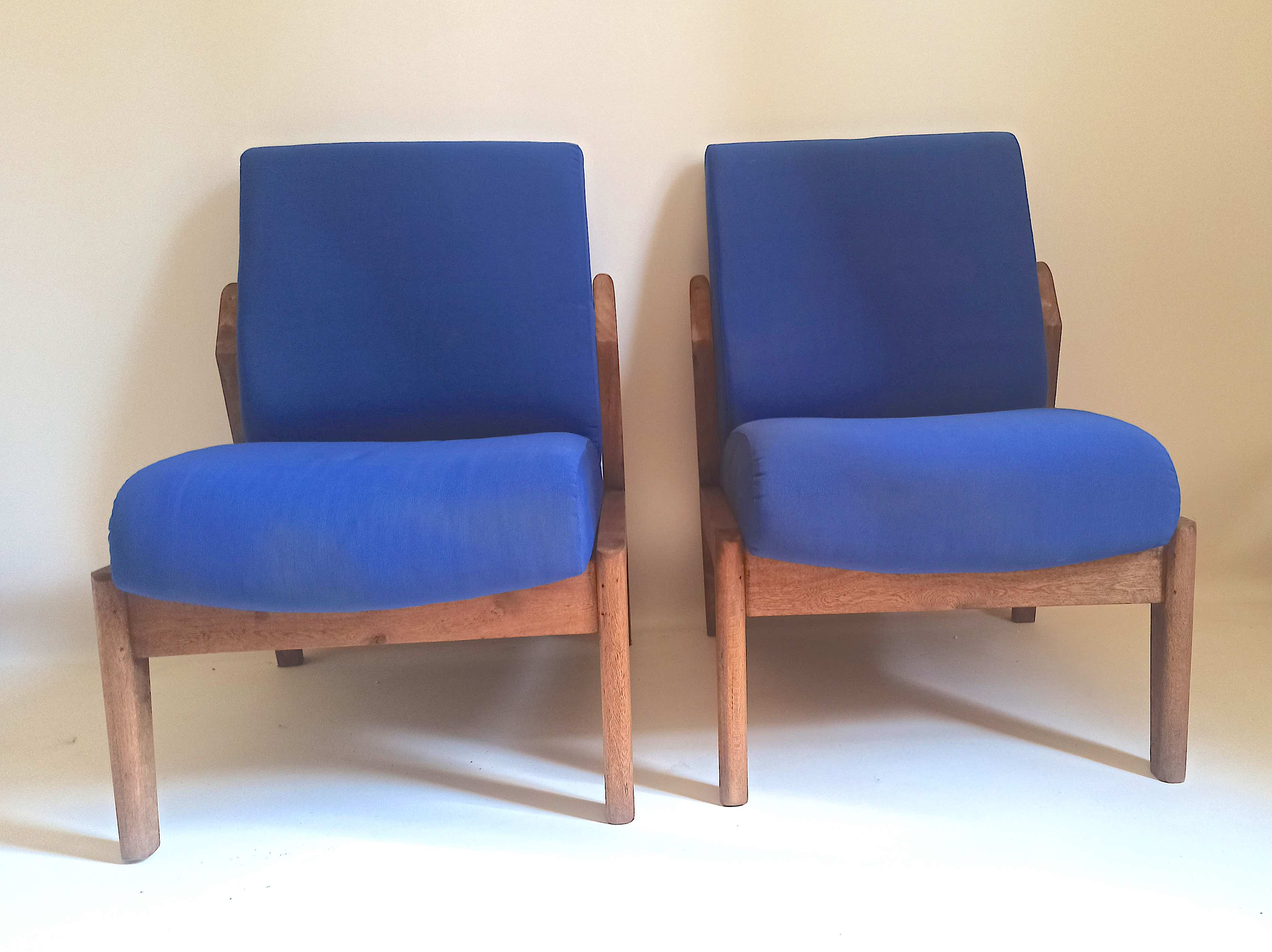Pair of solid teak armchairs 50s