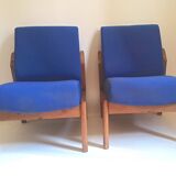 Pair of solid teak armchairs 50s
