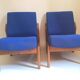 Pair of solid teak armchairs 50s
