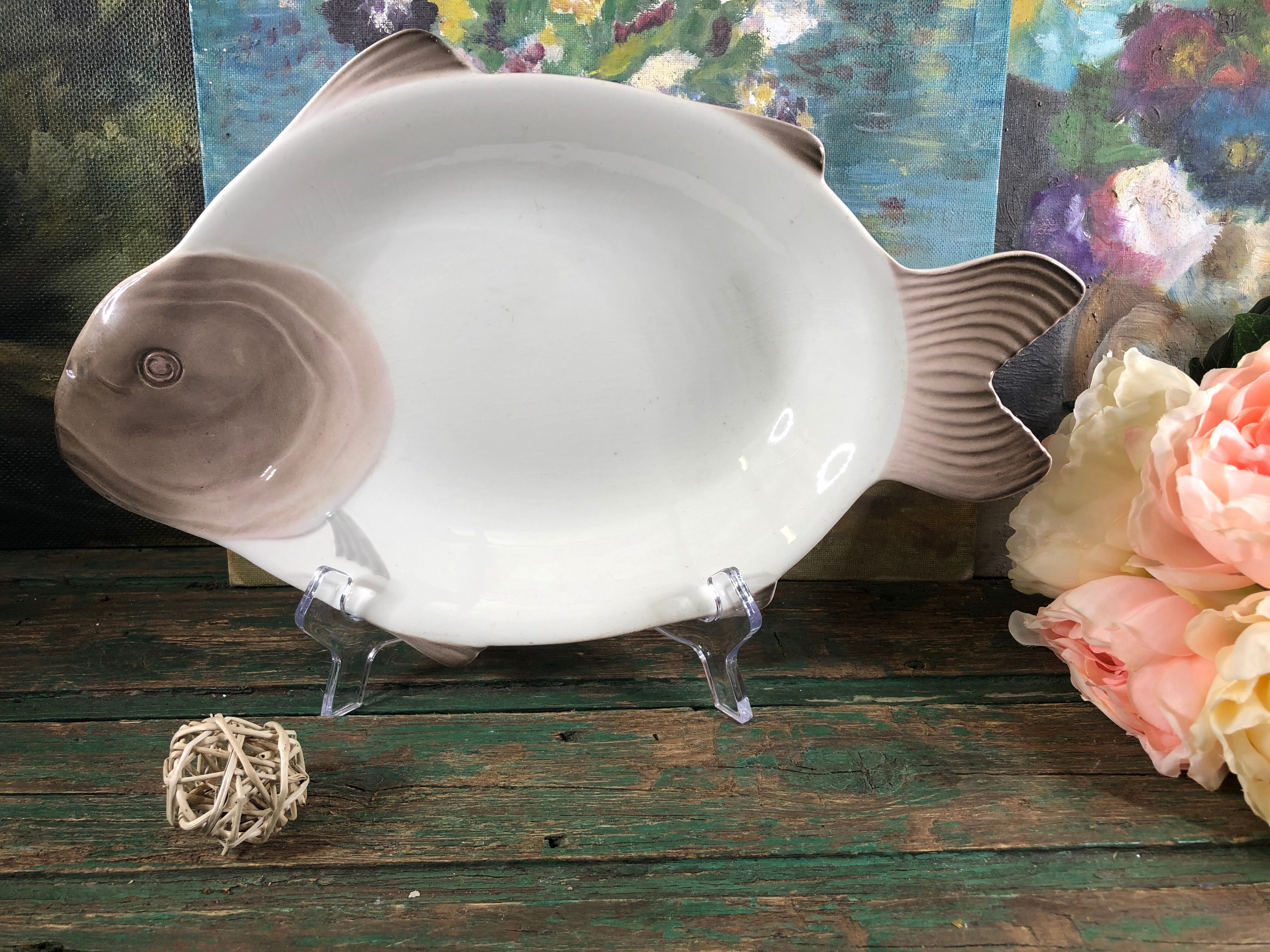 Fish-shaped dish Longwy 33cm