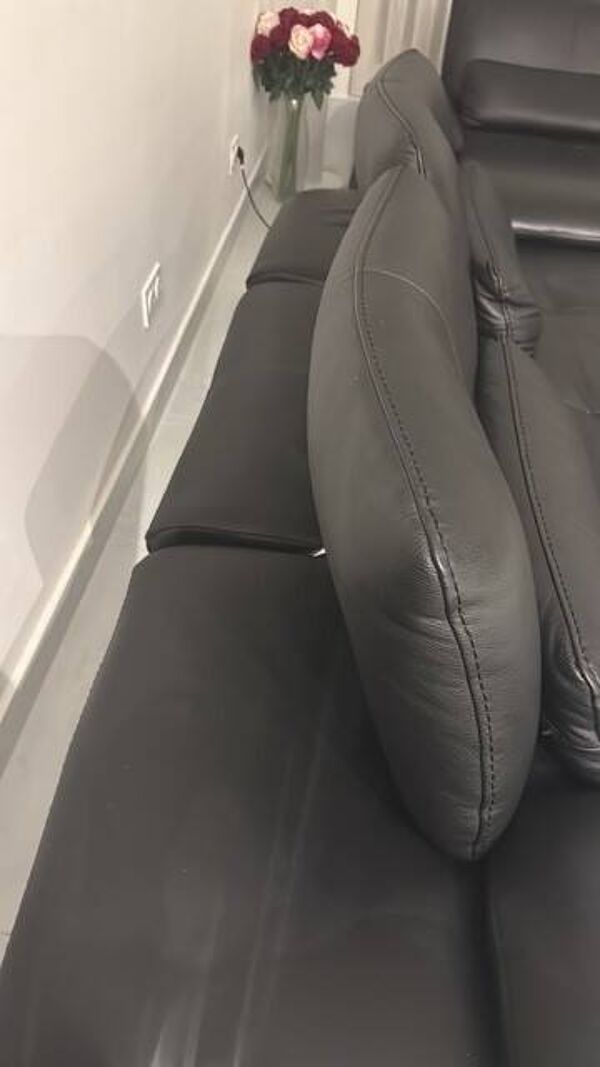 2 salon en cuir noir roche bobois scenario un trois place et une meridienne