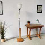 Art deco floor lamp Mazda chrome opaline wood