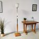 Lampadaire art déco Mazda chrome bois opaline