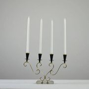Brass Candelabra with Art Glass Base by Gunnar Ander for Ystad-Metall, Sweden, 1950s