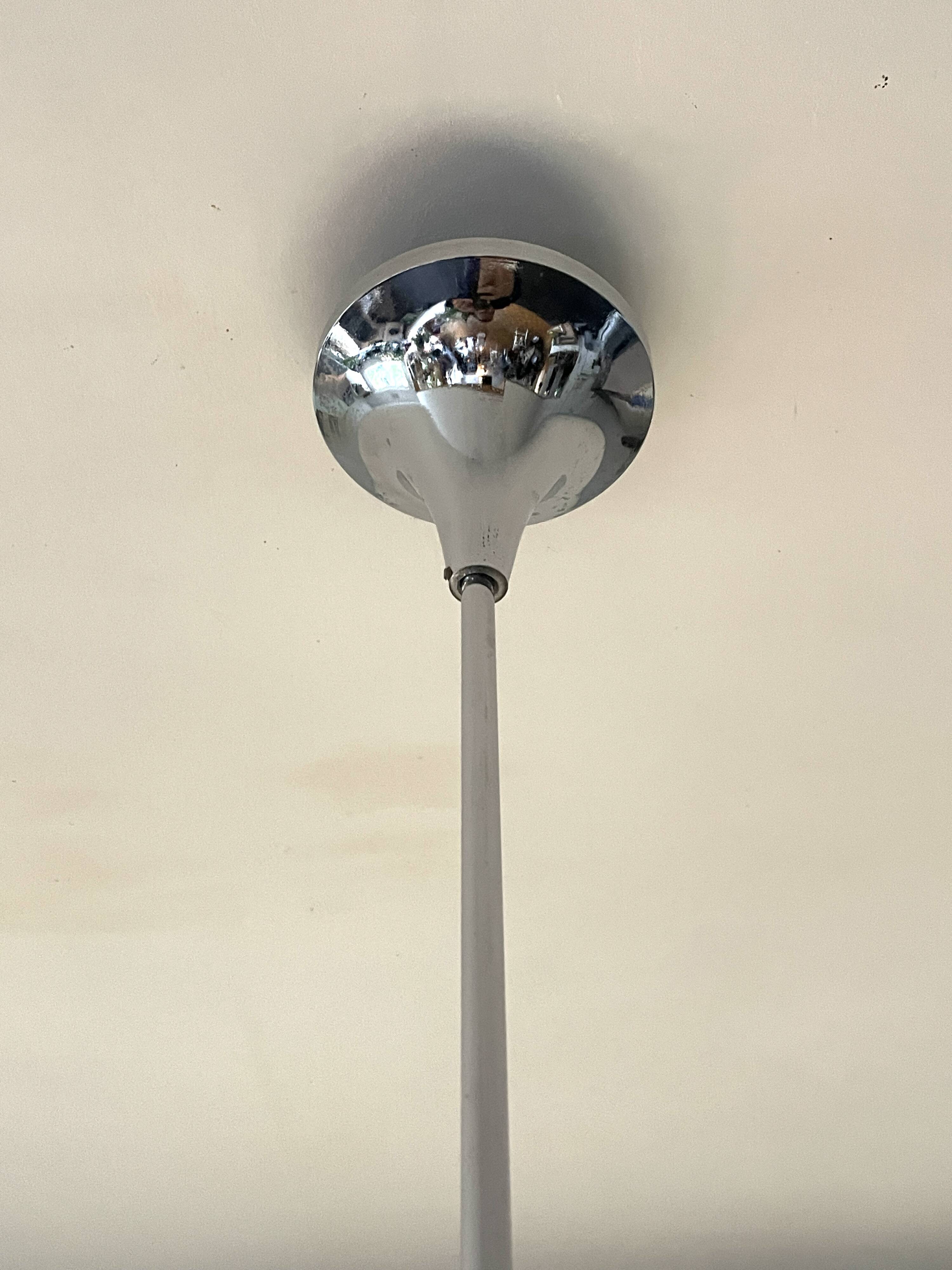 Kaiser Germany, chrome chandelier / suspension with 3 lights, glass balls. 1960