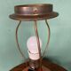 Art Deco HAK Herman Kähler Pottery Lamp, c.1930s Orange Globe with Brass Details
