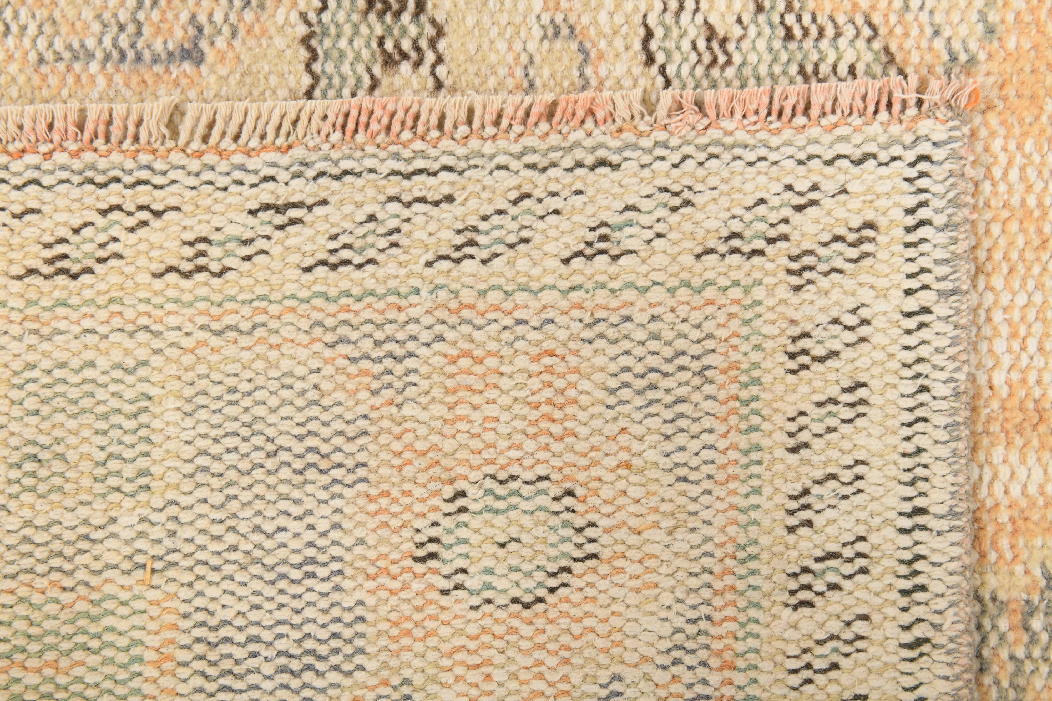 6x9 Peach Orange & Cream Geometric Vintage Rug, 179x288Cm