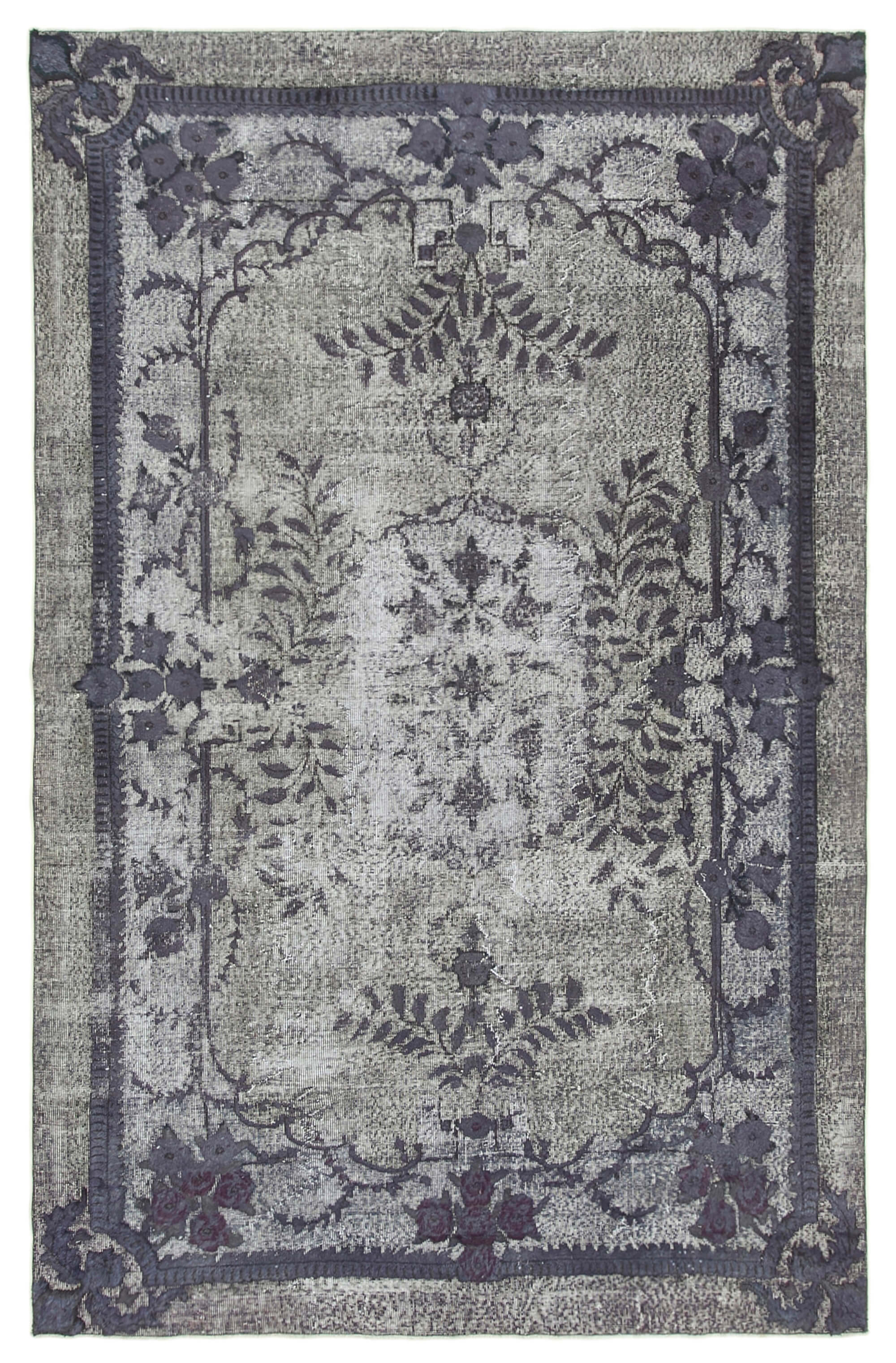 Hand-Knotted Hi-Low Pile Oriental 1970s 204 cm x 320 cm Grey Rug