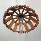 Suspension lamp in wood and vintage pearl