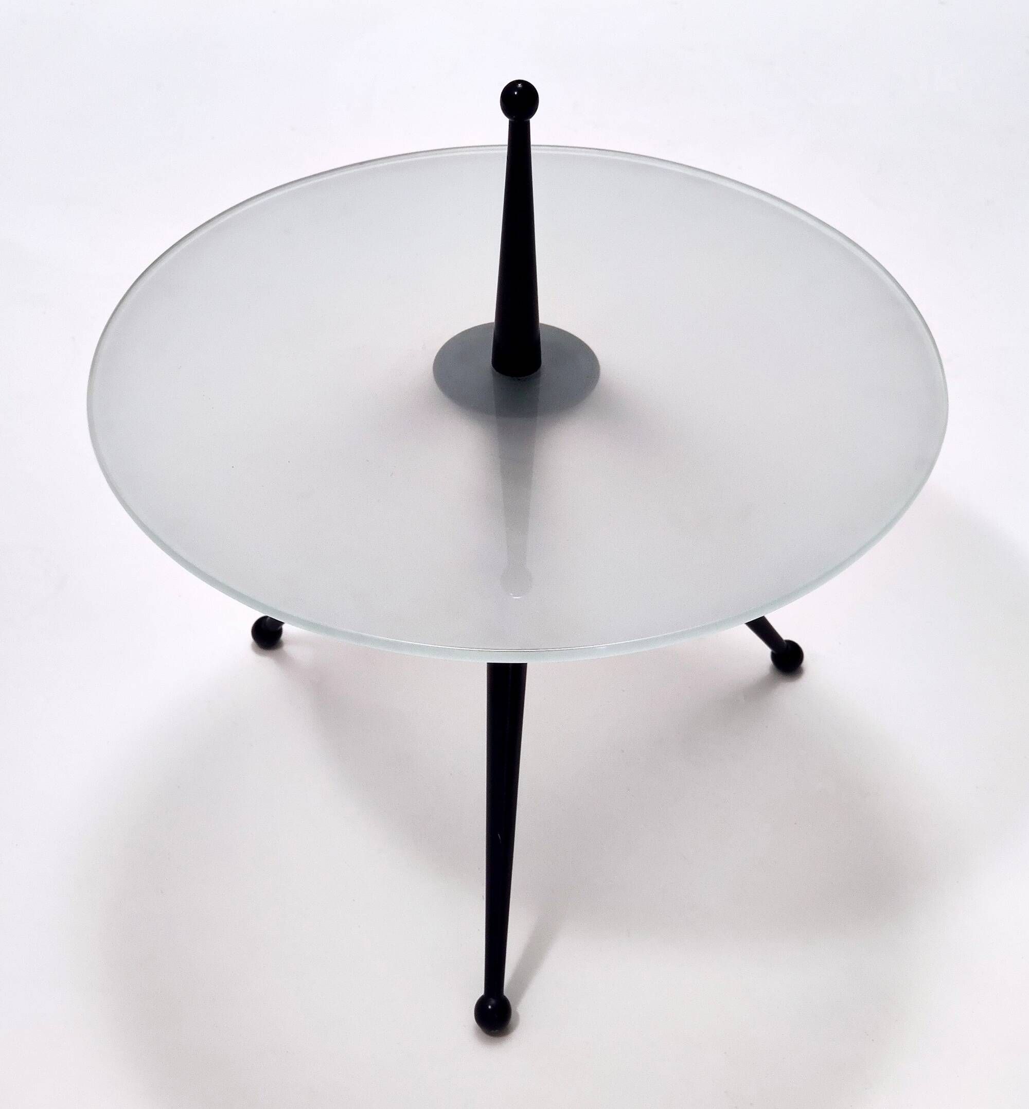 Tripod Beech and Glass Side Table in the Style of Cesare Lacca, Italy, 1980