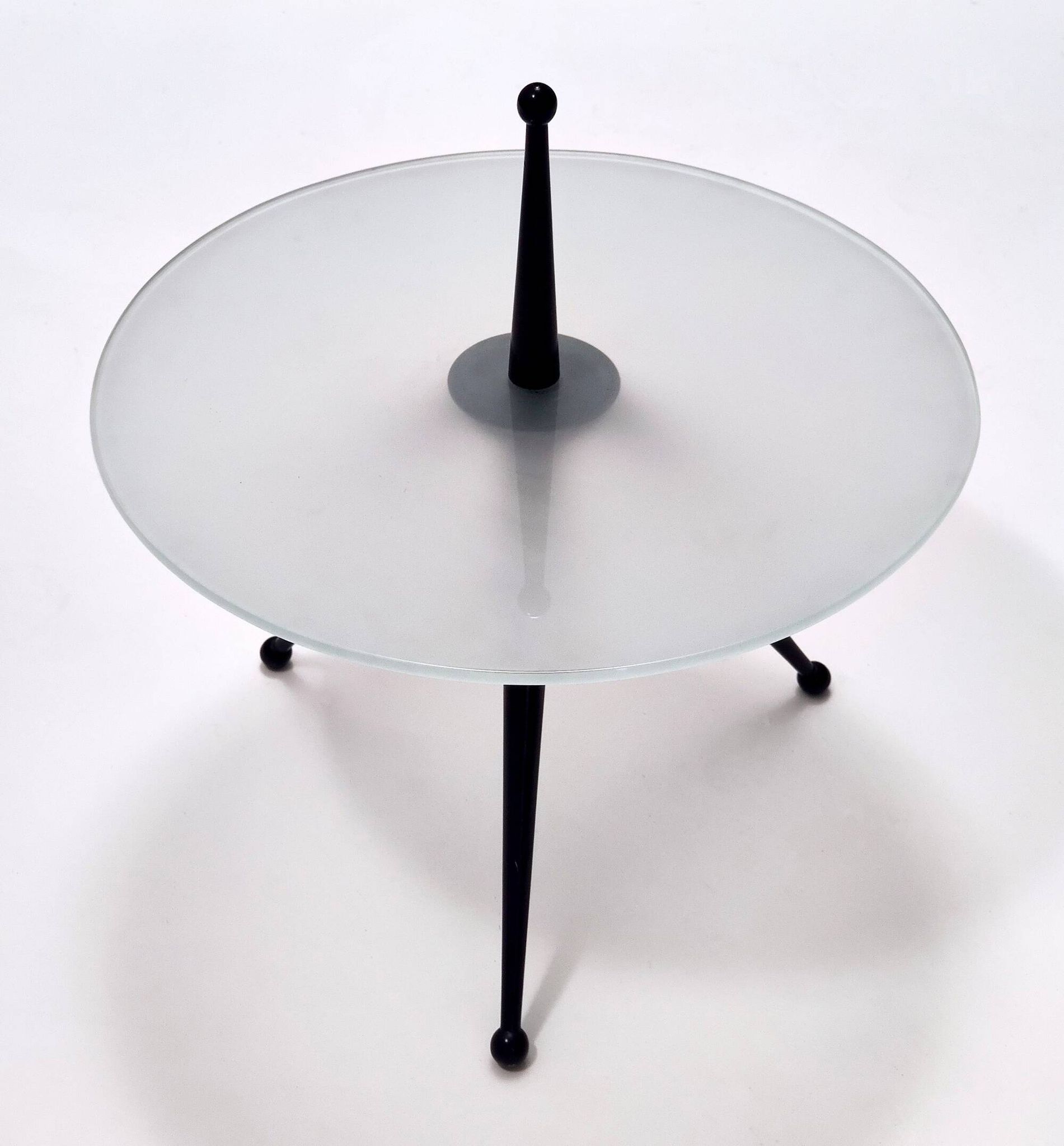 Tripod Beech and Glass Side Table in the Style of Cesare Lacca, Italy, 1980