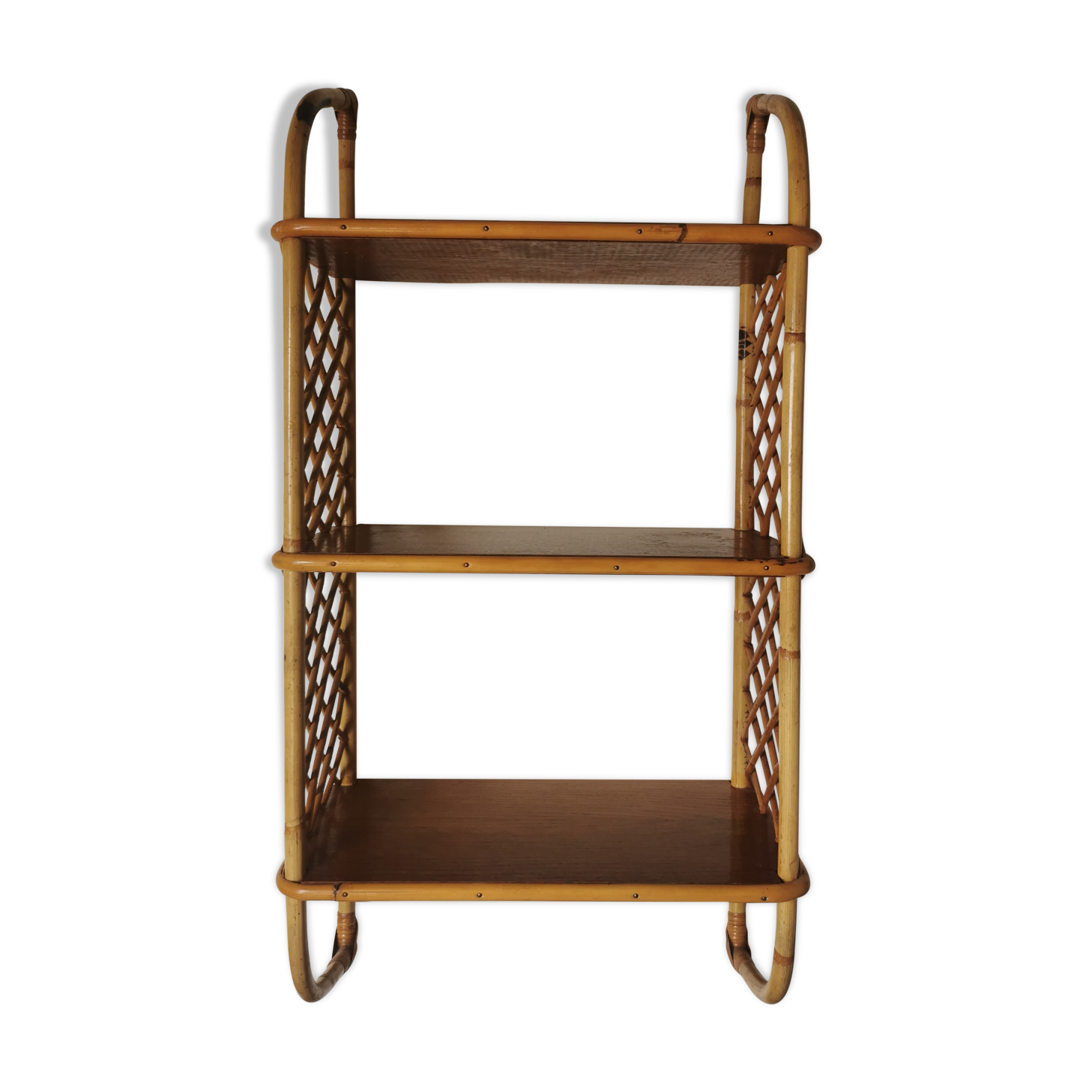 Vintage rattan wall shelf