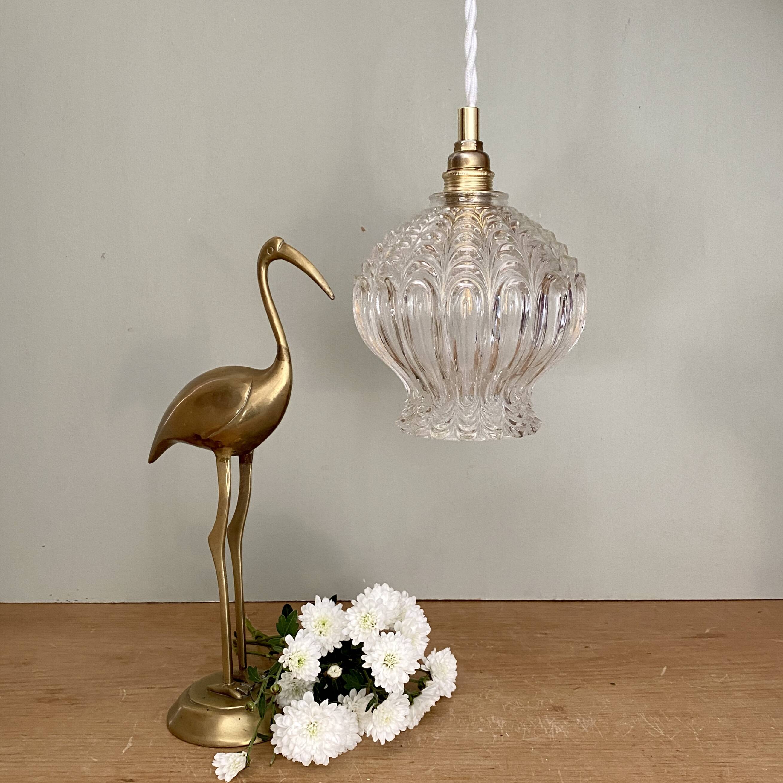 Vintage globe pendant in molded glass