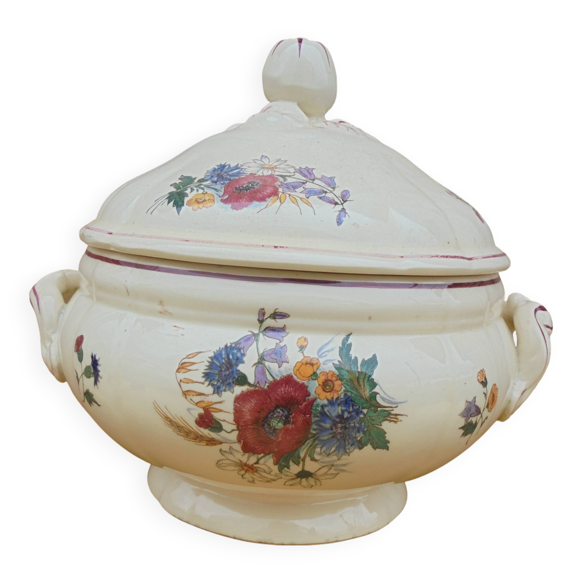 Sarreguemines AGRESTE soup tureen with flower decoration