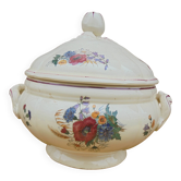 Sarreguemines AGRESTE soup tureen with flower decoration