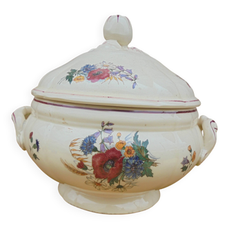 Sarreguemines AGRESTE soup tureen with flower decoration