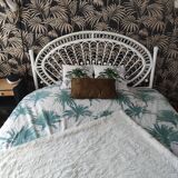 Headboard 2 places rattan peacock
