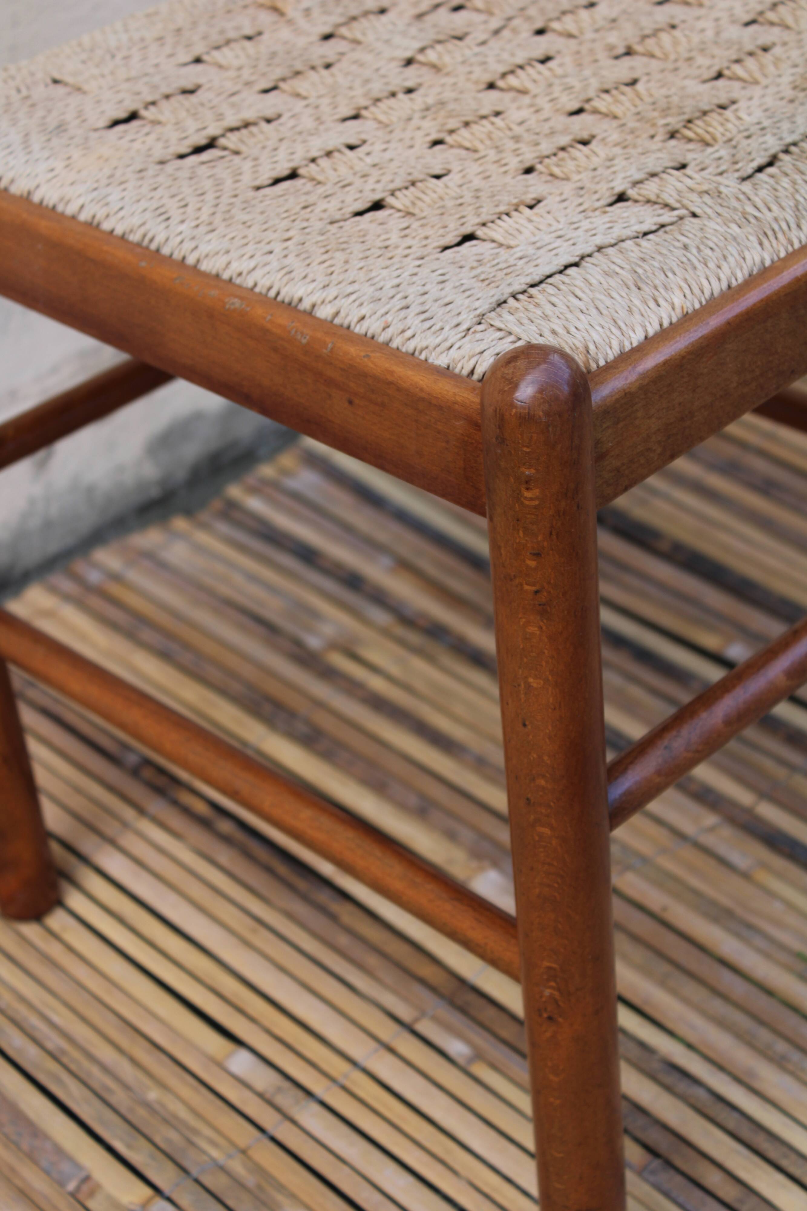 Pair of wooden and rope chairs