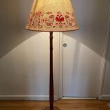 carved wooden floor lamp from the 40s