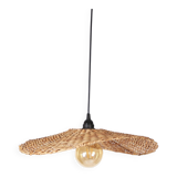 Rattan Pendant Light, 45x8cm Hat Light Fixture, Wicker Rattan Lamp