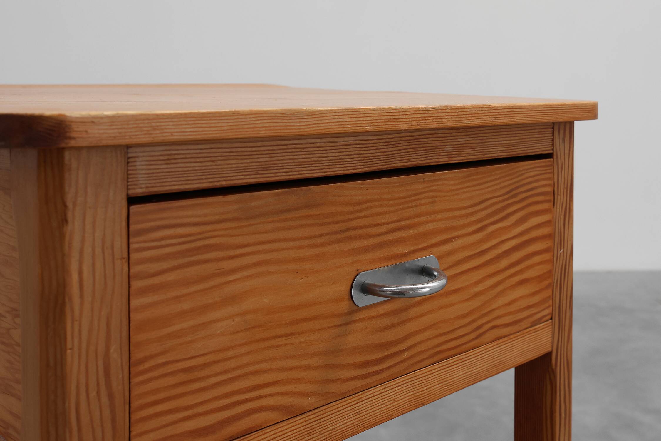 Robust Art Deco nightstand in pine wood, France 1940s