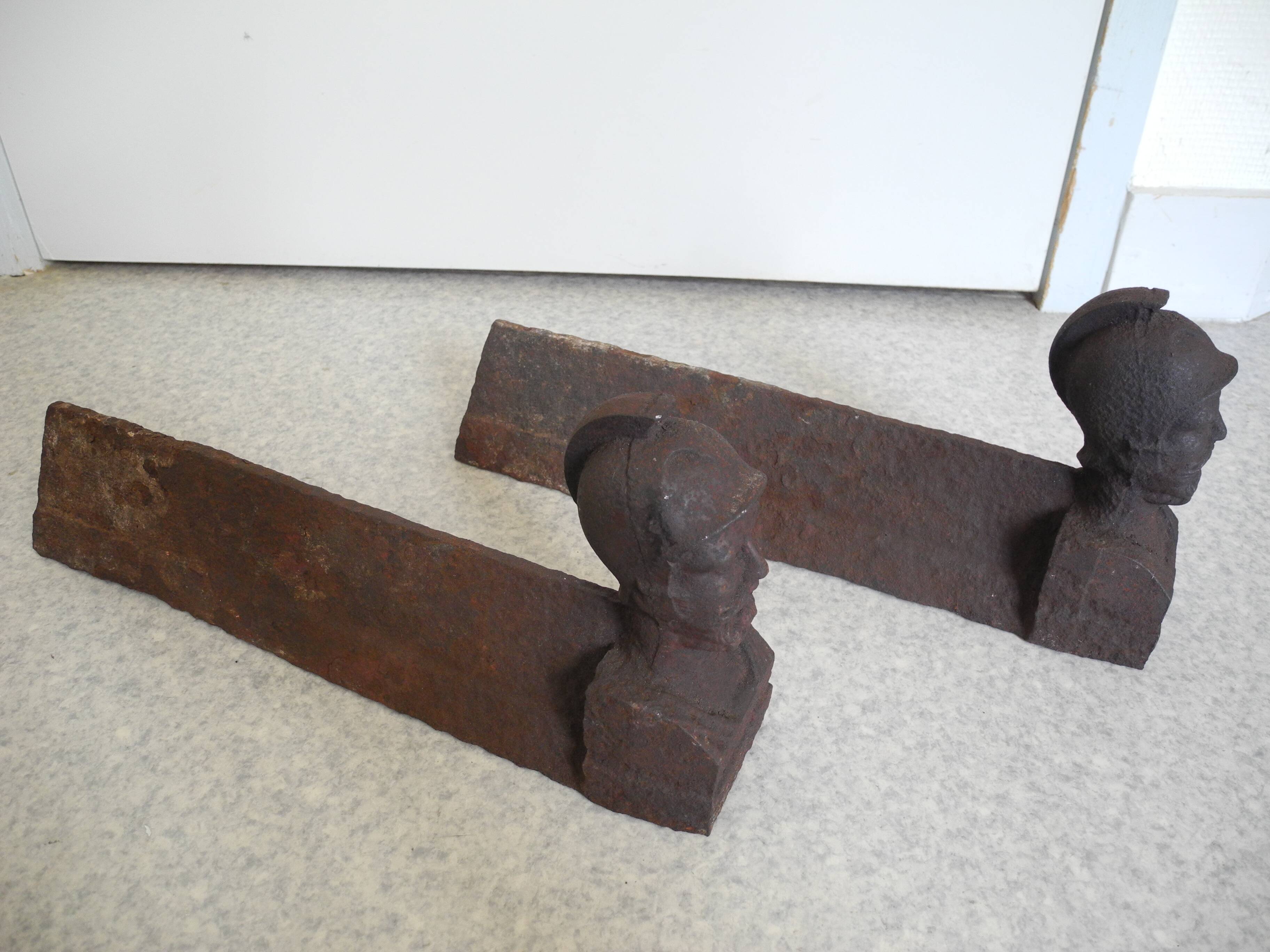 chenets anciens fonte XIXe antique french fireplace andirons
