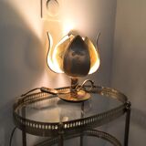 Lampe dorée  forme fleur  vintage