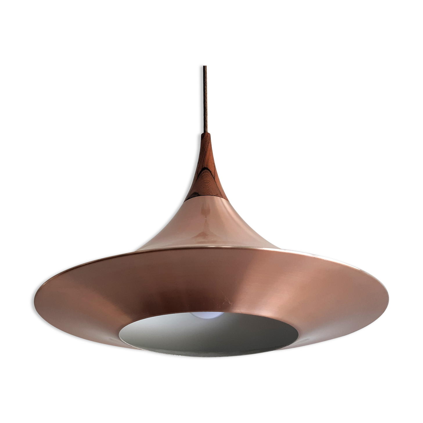 Scandinavian Metal and Teak Pendant Lamp, 1960s