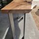 Walnut console with steel legs