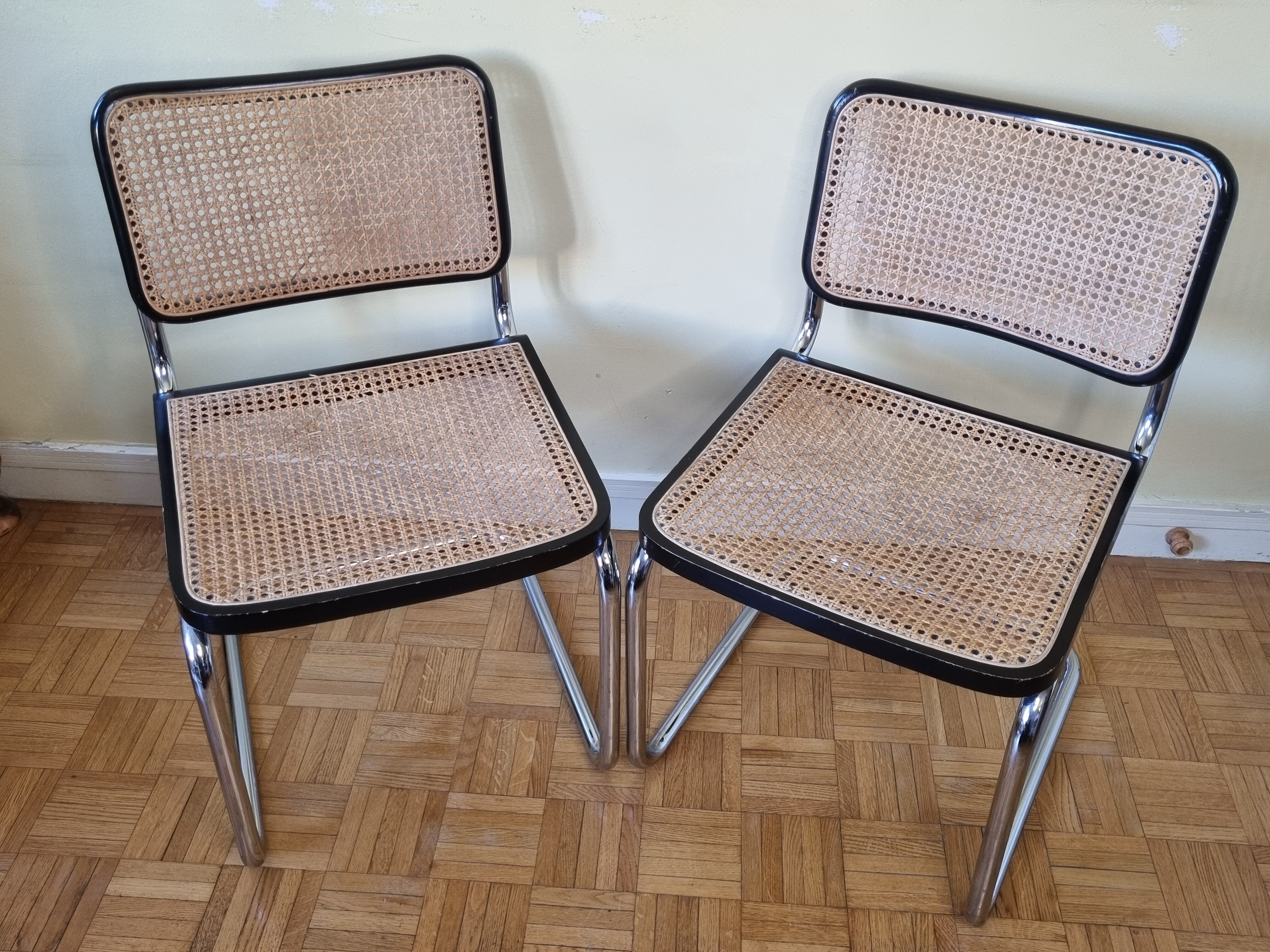 Pair of chairs designed Bauhaus style, 80s, made in Italy