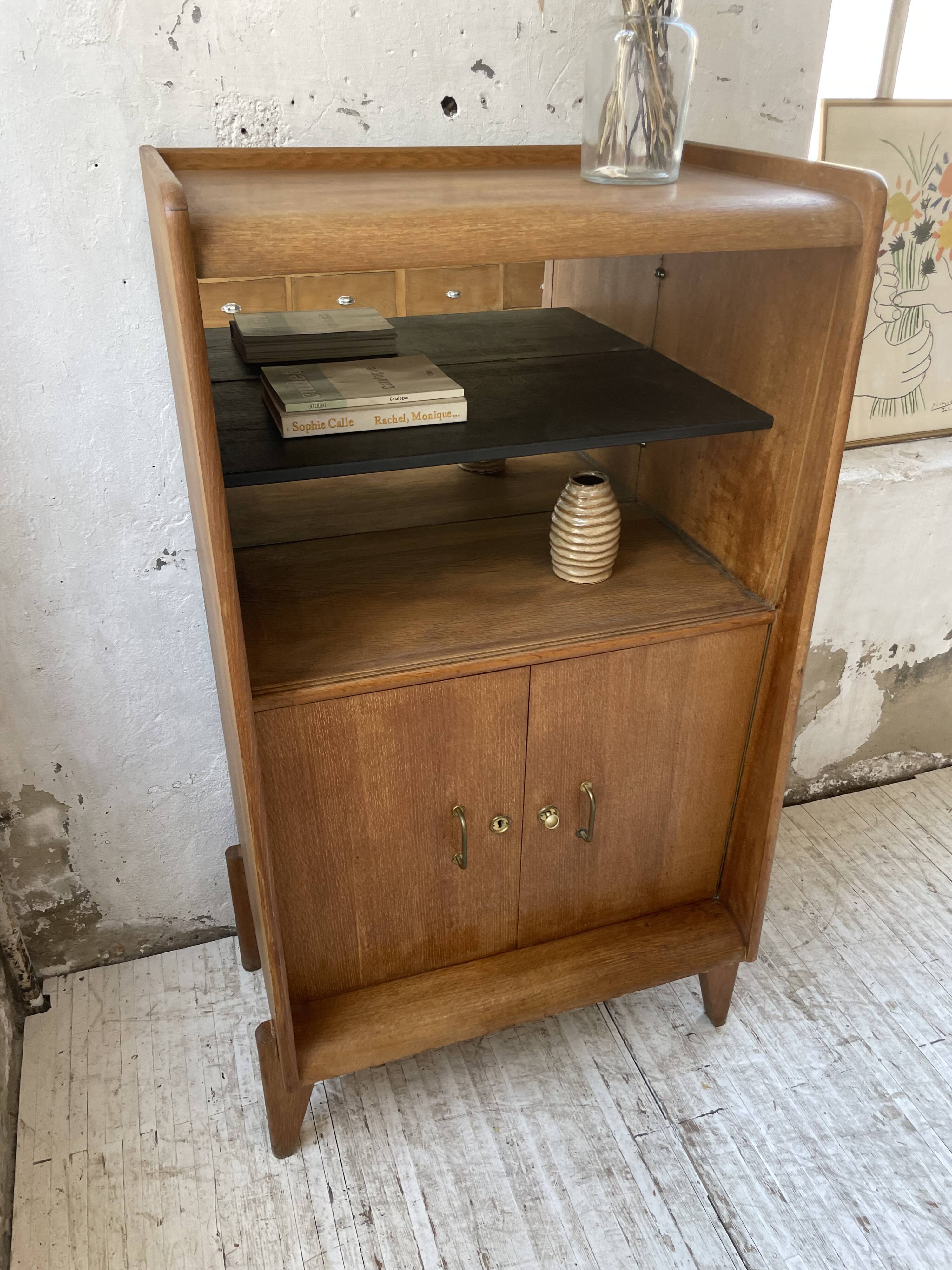 Meuble de rangement secrétaire chêne années 60
